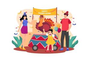 Family celebrating Thanksgiving Day together vector