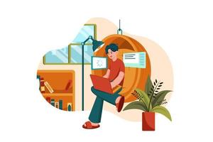 Male freelancer working from home vector