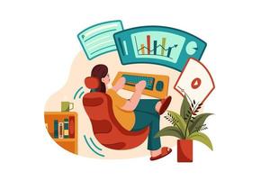 Woman doing Multitasking while working from home vector
