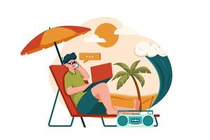 Freelancer working on the beach vector