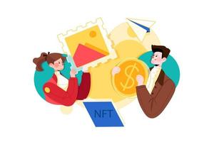 NFT exchange Illustration concept on white background vector