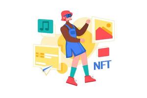 crear nft usando tecnología vr vector