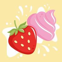 vector illustration strawberries with cream flat style