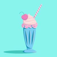 vector illustration milkshake with cherry flat style