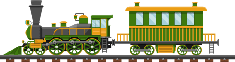 Vintage train on railroad clipart design illustration png