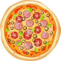 Fresh pizza and pizza box clipart design illustration