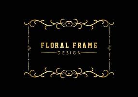 Elegant decorative golden floral frame design free vector