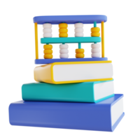 3D illustration book and abacus png