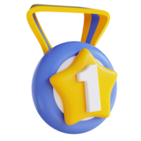 medalha de prêmio número um de ilustração 3D png