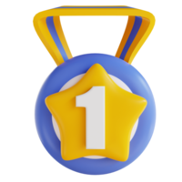 Medaglia del premio numero uno dell'illustrazione 3d png