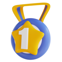 medalha de prêmio número um de ilustração 3D png