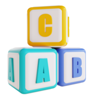 3D illustration cube ABC png
