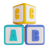 3D illustration cube ABC png