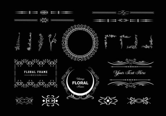 Vintage frames, dividers mega set isolated on white. Calligraphic design elements.