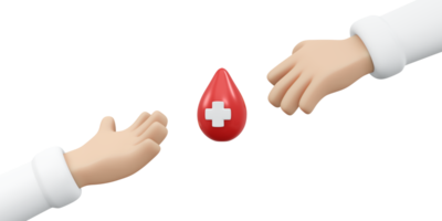 rendu 3d du concept de santé caritative de don d'organes sanguins png