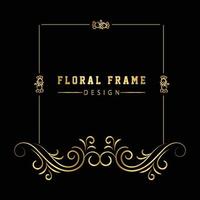 Vintage flourish ornament frame vector gold color for banner, wallpaper, invitation card