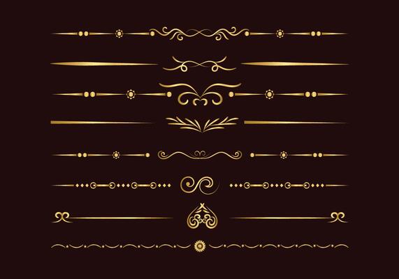 Luxury golden and retro dividers set. Calligraphic design elements vector.