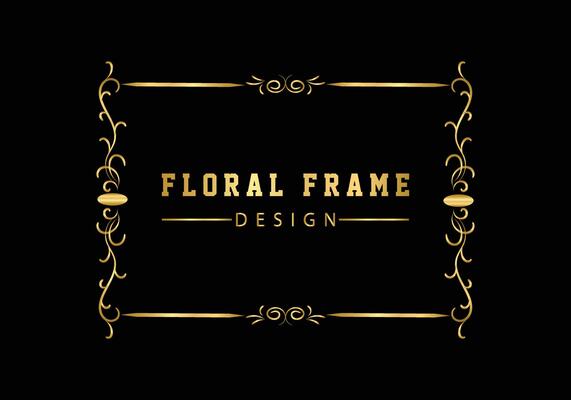 Elegant decorative golden floral frame design free vector