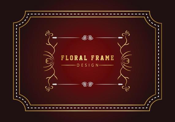 Elegant decorative golden floral frame design free vector