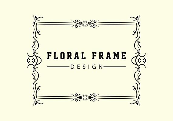 Elegant decorative black floral frame design free vector