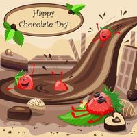 chocolate covered strawberries with sweets vector