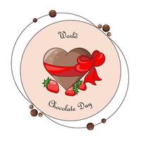 chocolate heart with bow vector