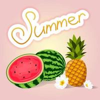 summer fruits and flowers vector