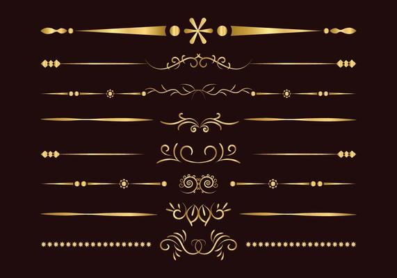 Luxury golden and retro dividers set. Calligraphic design elements vector.