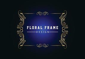 Elegant decorative golden floral frame design free vector