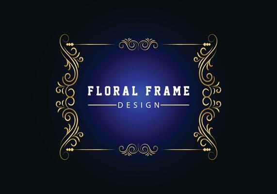 Elegant decorative golden floral frame design free vector