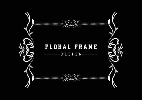 Elegant decorative black floral frame design free vector