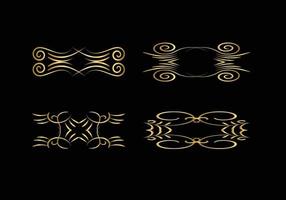 golden Decoration and ornaments elements set on black background. Floral ornament. vector