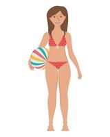 Girl with an inflatable ball. Doodle flat clipart. All objects are repainted. vector