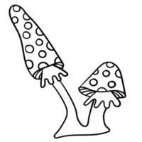Doodle sticker poisonous, inedible toadstool mushrooms vector