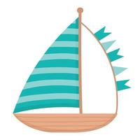 Small sailboat. Doodle flat clipart. All objects are repainted.