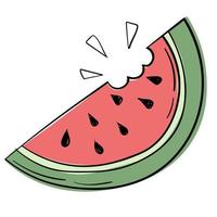 Doodle sticker a slice of juicy watermelon vector