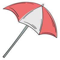 Doodle sticker beach striped umbrella vector