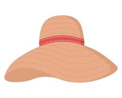 Woven hat for sunbathing on the beach. Doodle flat clipart. All colors are repainted. vector