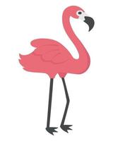 Tropical pink flamingo. Doodle flat clipart. All objects are repainted. vector