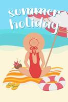 Summer postcard. Doodle flat clipart. All objects are repainted. vector