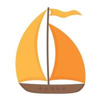 Small sailboat. Doodle flat clipart. All objects are repainted. vector