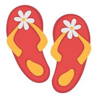 Bright beach sandals. Flat doodle clipart. All objects are repainted. vector