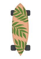 A simple longboard with a stylish chalkboard pattern. Flat doodle clipart. All objects are repainted. vector