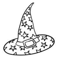 Doodle sticker funny witch hat vector