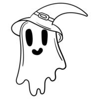 Doodle sticker cute ghost for halloween vector