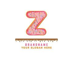 letter Z alphabet with pink donut bread alphabet theis suitable for logos, titles and headers, cute donut vector
