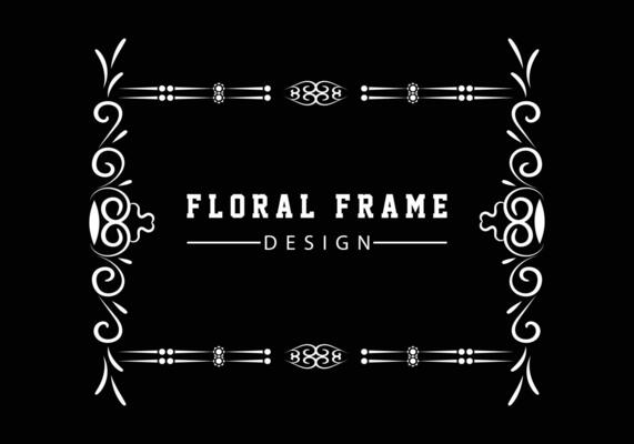 Elegant decorative black floral frame design free vector