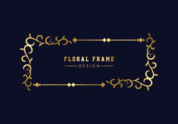 golden decorative floral luxury frame. Floral retro pattern.