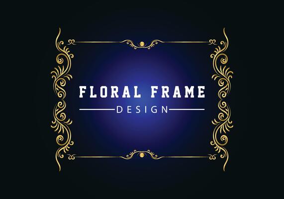 Elegant decorative golden floral frame design free vector