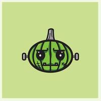 Halloween pumpkin frankenstein cute vector